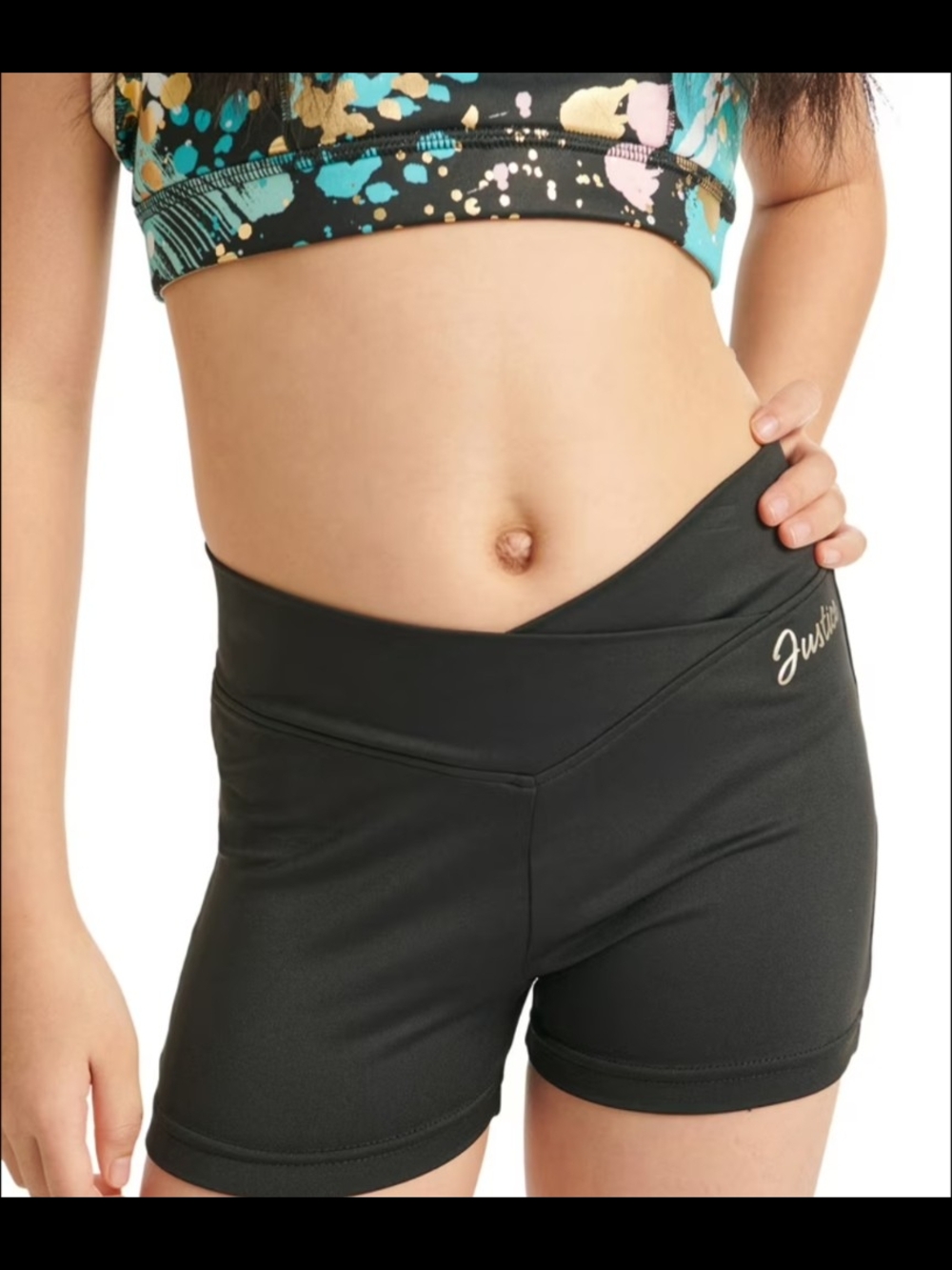 3/$15 Justice Girls V-Waist Dance Shorts in Black XS (5/6)